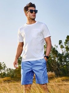 Shorts décontractés pour hommes, légers, en tissu de coton doux, taille élastique, confortables, pour la salle de sport, la course à pied, la détente, la plage, pour hommes - Product Image 3