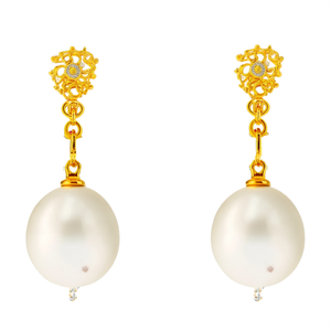 Trendy Gold Plated Pearl Drop Earrings for Wedding and Party - Product Image 2