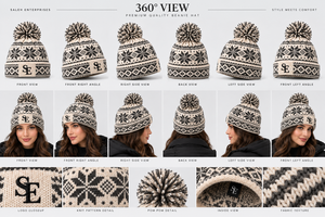 Gorro de Punto con Diseño Nórdico Personalizado, Gorro de Invierno con Pompón, Aspecto de Lana Suave y Cálida, Gorra Unisex de Moda, Proveedor Mayorista OEM ODM - Product Image 4