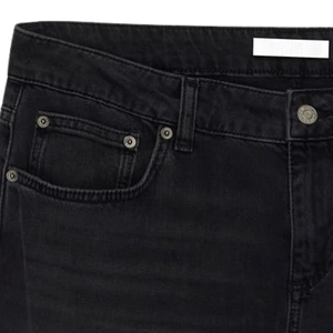 Jean en denim noir coupe boyfriend pour femme, taille mi-haute, jambe large, décontracté, respirant, tendance, broderie ODM - Product Image 3