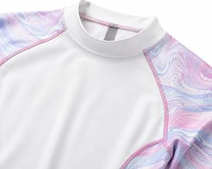 เสื้อแรชการ์ดแขนยาวผู้หญิงลายหินอ่อนสีขาวชมพูฟ้า ป้องกันรังสียูวี ผลิตจากผ้าสแปนเด็กซ์โพลีเอสเตอร์ เป็นมิตรต่อสิ่งแวดล้อม แห้งเร็ว กำลังเป็นที่นิยม - Product Image 5