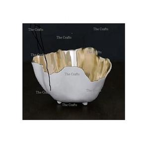 Bol de couleur argentée en acier inoxydable au design admirable avec support en laiton Bol décoratif de qualité supérieure - Product Image 5