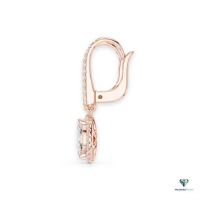 Rose <b>Gold</b> Marquise Halo Drop <b>Earrings</b> 0.85 CT Lab Grown Diamond in 18K Solid <b>Gold</b>, Elegant <b>Dangle</b> <b>Earrings</b> for Women - Product Image 2