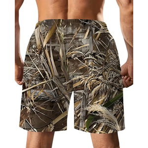 Pantalones Cortos Cargo de Camuflaje Transpirables y Cortavientos de Estilo Urbano con Bolsillos en la Rodilla, 100% Poliéster, Cintura Elástica, Ideales para Verano - Product Image 3