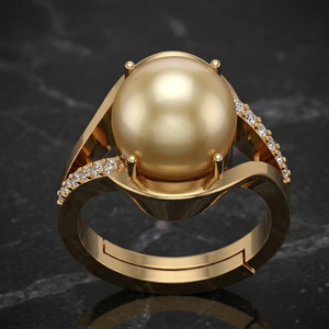 White Pearl Round <b>Ring</b> US 6 12mm CZ 925 Sterling Silver 18K Gold Plated Trendy Fashion <b>Ring</b> for Women - Product Image 1
