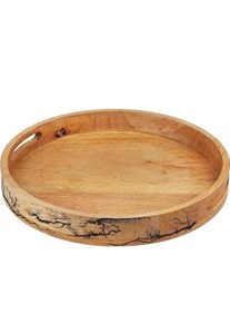 Plateau de service rond en bois pour la décoration de la maison, table à manger, rangement multifonctionnel, plateau décoratif - Product Image 5