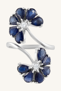 แหวนไพลินสีน้ำเงินและเพชร เงินแท้ 92.5 รุ่น KLSR-11913 - Product Image 5