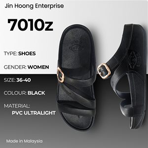 PVC <b>Women</b> Black Summer <b>Slip</b>-On Sandals Lightweight Anti-<b>Slip</b> Casual Outdoor Slippers Made in Malaysia @migo 7010z - Product Image 1