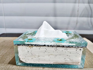 Boîte à mouchoirs en résine imprimée, fabriquée à la main en Inde - Product Image 5