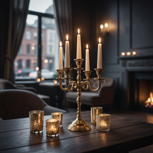 High Quality <b>candelabra</b> for wedding table centerpiece Indoor & outdoor Party decoration Aluminum golden <b>Candelabra</b> for Tables - Product Image 2