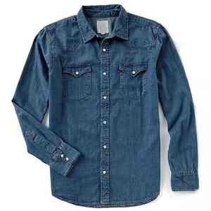 Chemise en jean pour homme, col montant, personnalisable, décontractée, printemps, manches longues, chemise en jean noire, haute qualité, service OEM - Product Image 6