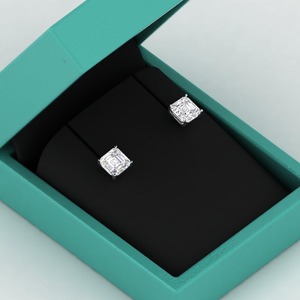 1CT Asscher <b>Emerald</b> Cut Mixed Shape Moissanite <b>Drop</b>/Stud <b>Earrings</b> 0.5ct-3ct D Color VVS1 Clarity 18K Gold Plated Sterling Silver - Product Image 2