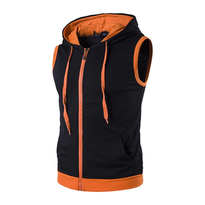 Sweat-shirt à capuche en coton, débardeur de sport pour hommes, gilet de musculation, fitness, sans manches, avec poches, pour la course à pied - Product Image 4