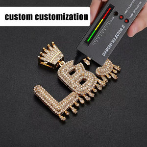 Pendentif Hip Hop personnalisé avec nom en lettres, en argent sterling 925, serti de diamants en moissanite véritable, pour hommes et femmes - Product Image 4
