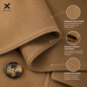 Parka longue élégante pour femme, à double boutonnage, couleur unie, col rabattu, manches longues, respirante, en laine, pour l'hiver, chic - Product Image 5