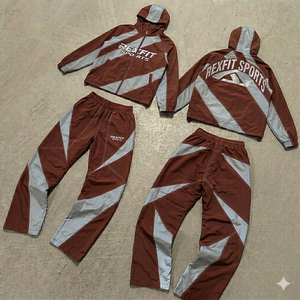 Conjunto Deportivo Rexfit Personalizado para Hombre, Chaqueta Cortavientos Reflectante con Bloques de Color, Conjunto Deportivo Holgado de Nylon, Fabricante de Ropa Deportiva - Product Image 5