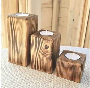 SKIES TRADERS Ensemble de lanternes carrées classiques en métal pour bougies, 3 tailles, grain naturel, fait main, écologique, durable, résistant à la chaleur - Product Image 6