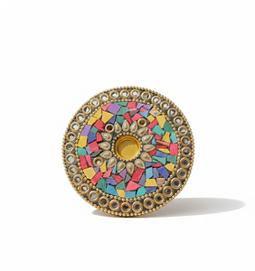 Porta Incienso Redondo de Piedra Hecho a Mano para Conos y Varillas – Quemador de Incienso Decorativo Navideño | Decoración Redonda Hecha a Mano para el Hogar Round-ISRH1 - Product Image 2