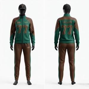 Traje de Entrenamiento de Fútbol Americano Unisex, Premium, 280 GSM, Tejido de Poliéster, Sudadera con Capucha, Diseño de Paneles Verde y Marrón, Logotipo Personalizado del Equipo - Product Image 1