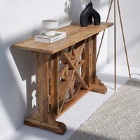 Table console en bois Vandana Lunaris Pebble, mobilier d'appoint minimaliste moderne en bois massif