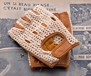 Gants de cyclisme demi-doigts style vintage avec dos en crochet, paume rembourrée antidérapante et design premium - Product Image 5