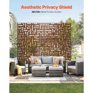 36 \ "W X 72 \" H schermo esterno in acciaio per la Privacy Freestanding 3-pannello decorativo giardino recinzione per balcone Patio interno divisorio - Product Image 2