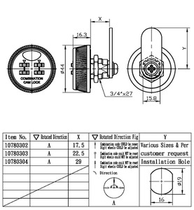 Cerradura de leva combinada de 4 esferas resistente a la intemperie 60mm Material de aleación de zinc sin llave - Product Image 3