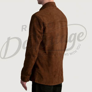 Blouson de motard classique en cuir marron pour homme, en véritable peau de mouton, avec ceinture double, fermeture éclair croisée et épaulettes - Product Image 1