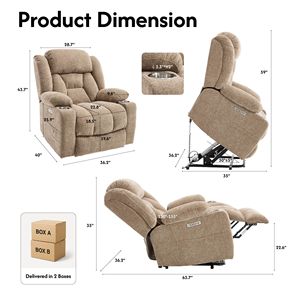 Poltrona Reclinabile Elettrica per Anziani con Funzioni Massaggio e Riscaldamento, Poltrona in Pelle per il Massimo Comfort in Soggiorno - Product Image 2