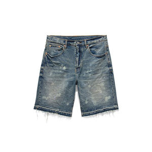 RELICSTAR CARPORATION Shorts de mezclilla rasgados de cintura media para mujer, transpirables, de secado rápido, 100% algodón, estilo vintage, para verano y streetwear - Product Image 1