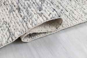 Alfombra de Lana Gruesa Hecha a Mano, Beige, con Rayas Abstractas, Estilo Boho Moderno para Sala de Estar, Tamaño Personalizado, Suave, Delgada, Antideslizante, Apta para Mascotas - Product Image 2