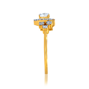 Anillo de Compromiso y Matrimonio de Lujo en Acero Inoxidable Chapado en Oro de 14K con Circonita Cúbica de Corte Hexagonal Geométrico para Hombre y Mujer - Product Image 3