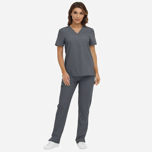 Women Short Sleeve Zipper Medical <b>Scrubs</b> <b>Set</b> Soft Stretchy Breathable Nurse Hospital Uniform with Custom Logo - Product Image 4