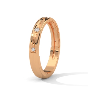 Rose <b>Gold</b> Diamond Wedding <b>Ring</b> Wave Band Stackable Wedding <b>Ring</b> for Women - Product Image 2