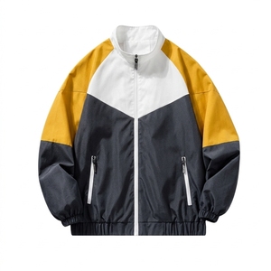 Blouson coupe-vent homme style sportif à blocs de couleur, col montant, fermeture éclair, en polyester, pour l'automne - Product Image 2