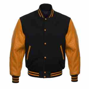 Blouson universitaire personnalisé pour homme, chaud, en laine, avec manches en cuir, col à capuche, broderie décorative, taille XL, coupe longue - Product Image 6