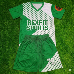 High Quality Men’s Solid Color Football REXFIT SPORTS Jersey Shorts Set <b>Athletic</b> Soccer Uniform Training Sportswear OEM Supplier - Product Image 4