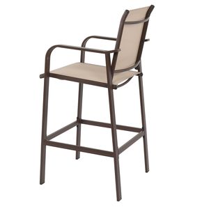 2 sedie da bar da giardino con struttura in ferro battuto marrone e superficie in tessuto beige, eleganti sedute da esterno - Product Image 3