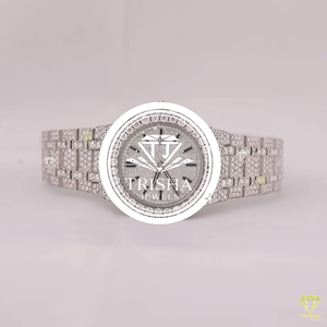 Montre en moissanite entièrement sertie de diamants de qualité supérieure, avec un cadran personnalisé de luxe et des bijoux de haute qualité - Product Image 1