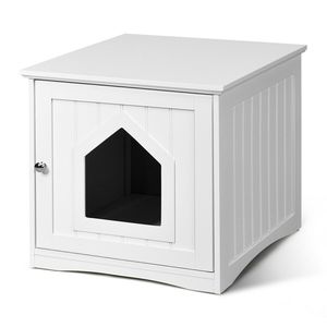 Tavolino Porta Lettiera per Gatti in Legno Bianco da 20 Pollici per Proprietari di Animali Domestici - Product Image 5