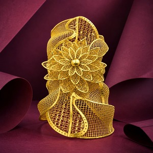 Wholesale Fashion Dubai Design Arabic <b>Bridal</b> Kada 14K18K24K Gold Plated Wide Kada Intricate Floral Openwork Turkish Kada Jewelry - Product Image 1