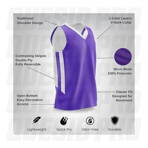 Maillots de basket-ball pour hommes en gros, séchage rapide, vêtements de sport imprimés d'été, réversibles, 2 couches de couleurs, vêtements de sport de basket-ball - Product Image 3