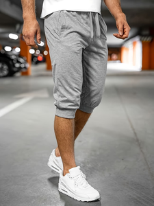 Men's Cotton Bermuda Shorts Solid Color Drawstring Waist Casual Style Pockets Mid Rise Knitted Fabric 260g Front Logo Easy - Product Image 5
