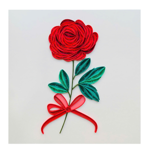 Tarjeta de quilling con diseño de tallo de rosa, tarjeta de felicitación hecha a mano con sobre, tarjeta floral de quilling especial para todas las ocasiones - Product Image 3