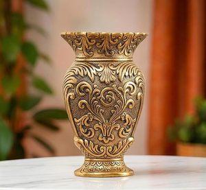 Decorative Metal <b>Vase</b> Antique Gold Finish Elegant Flower <b>Vase</b> for Home Living Room Office Table Decor - Product Image 6