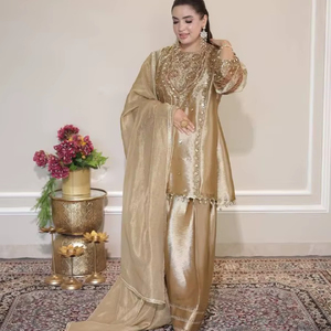 New Designer Summer Party Wear Faux Georgette Heavy Sequence Embroidered Moisture Wicking Slim Fit <b>Top</b> Dhoti Ready To Wear - Product Image 1