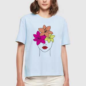 Hermosa Camiseta con estampado Floral para mujer, camiseta elegante de algodón de colores para mujer y niña, camiseta Floral de moda cómoda y elegante - Product Image 4