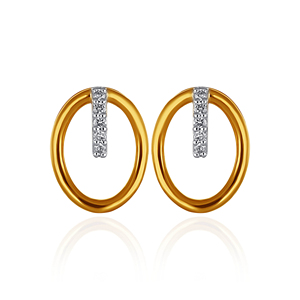 Modernos Pendientes Ovalados con Diamantes de Imitación, Oro Amarillo de 18K, Corte Redondo, Diamante Cultivado en Laboratorio, Joyería Fina Minimalista para Mujer - Product Image 1