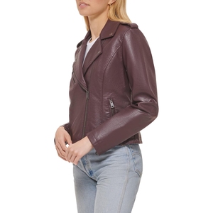 Wholesale 2026 New Fashion Women's Plus Size Raw Leather Biker Jacket Long <b>Coat</b> <b>Zipper</b> Turn-Down Collar Pocket Black Autumn - Product Image 4