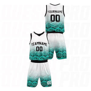 Tenues de basket-ball réversibles personnalisées Rose Green, ensemble maillot et short de basket-ball personnalisés par sublimation - Product Image 3